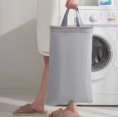 dual compartment foldable laundry basket with lid image 4