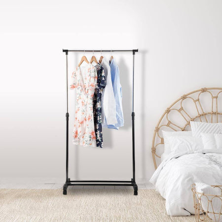 Adjustable Rolling Clothes Rack Single Hanging Garment Hanger main image