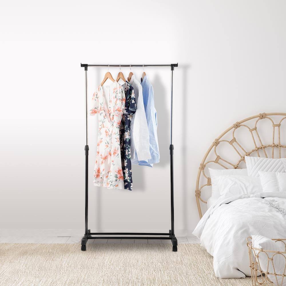 Adjustable Rolling Clothes Rack Single Hanging Garment Hanger main image