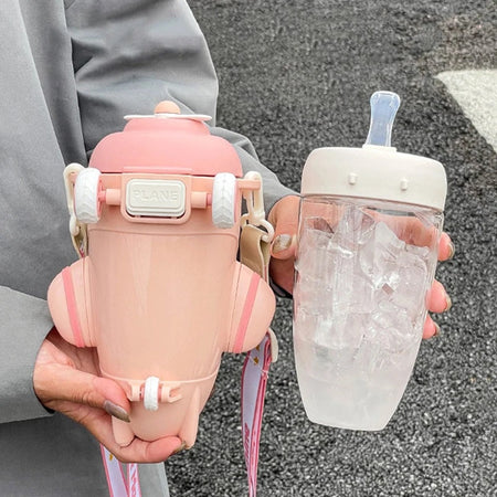 Airplane Water Bottle With Straw Capacity 500ML