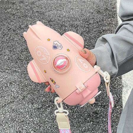 Airplane Water Bottle With Straw Capacity 500ML