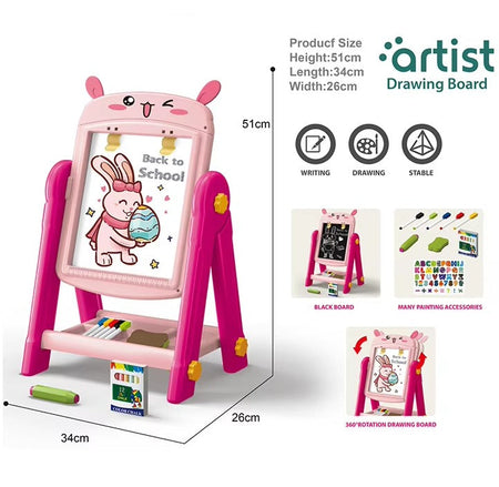 Artist Painter Double Sided Drawing Easel Board Pink