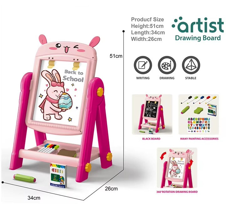 Artist Painter Double Sided Drawing Easel Board Pink