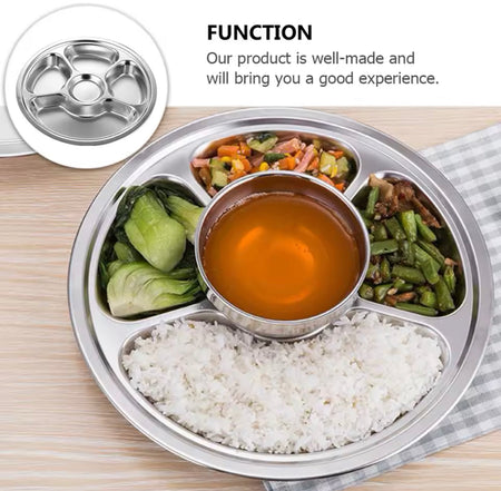 Stainless Steel Round Divided Dinner Plate - image 2