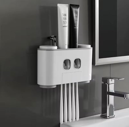wall mounted toothbrush holder and toothpaste dispenser main image