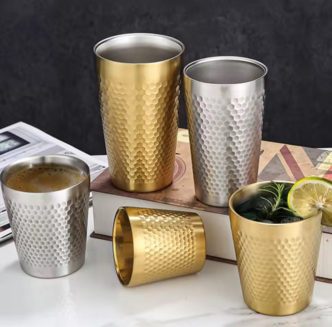 stainless steel hammered texture glass main image