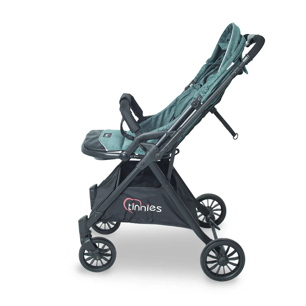 TINNIES BABY STROLLER – GREEN, FOLDABLE WITH REVERSIBLE HANDLE (0–4 YEARS) -  T107-020