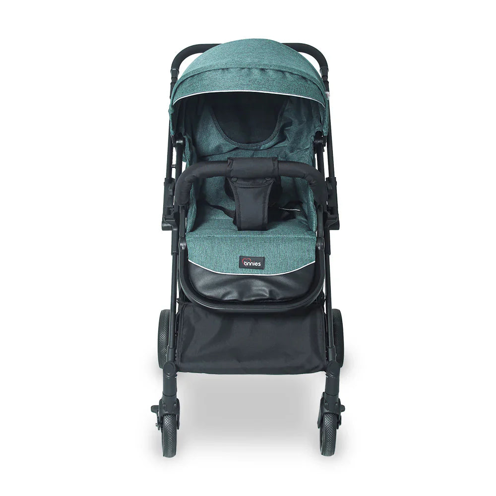 TINNIES BABY STROLLER – GREEN, FOLDABLE WITH REVERSIBLE HANDLE (0–4 YEARS) -  T107-020