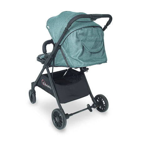 TINNIES BABY STROLLER – GREEN, FOLDABLE WITH REVERSIBLE HANDLE (0–4 YEARS) -  T107-020