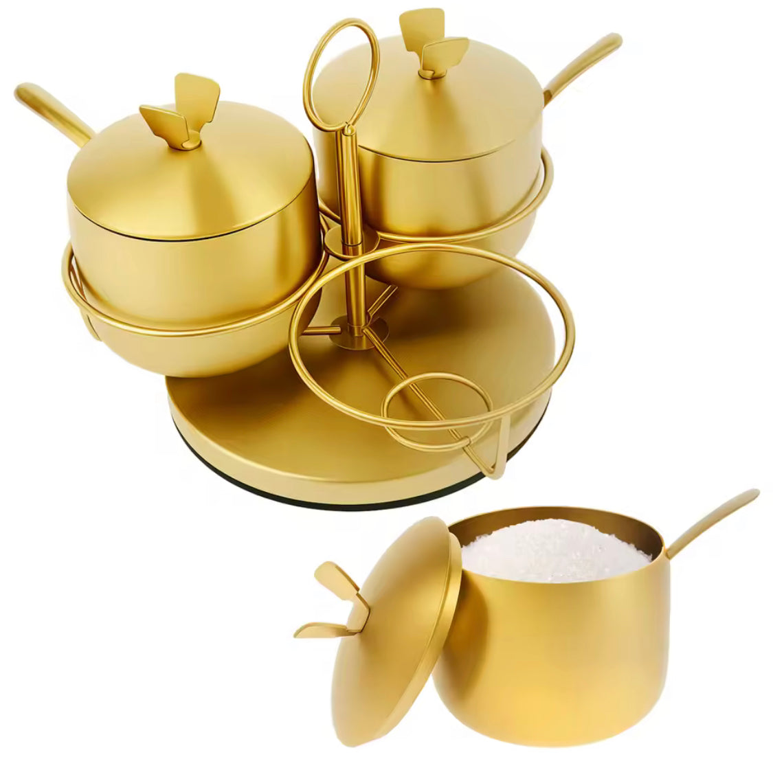 3pcs stainless steel seasoning jar with spoon main image