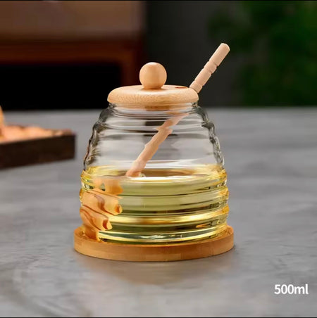 Glass Honey Pot With Spoon - Image 2