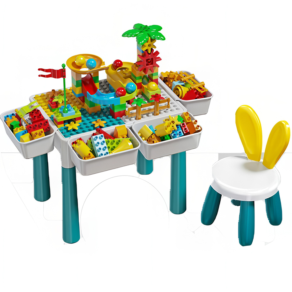 3-In-1 BUILDING BLOCK PLAY TABLE WITH CHAIR INCLUDING 85 BLOCKS