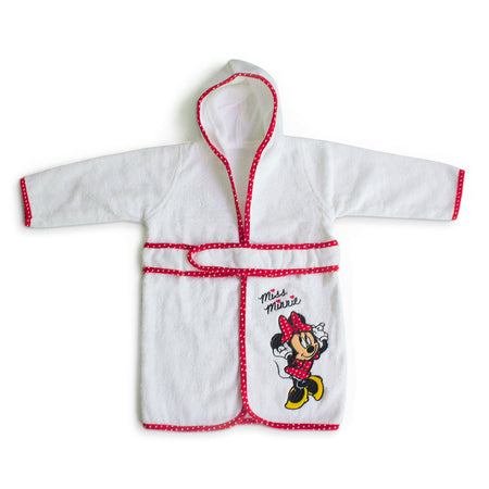 Baby Bath Gown And Robe Miss Minnie Red And White