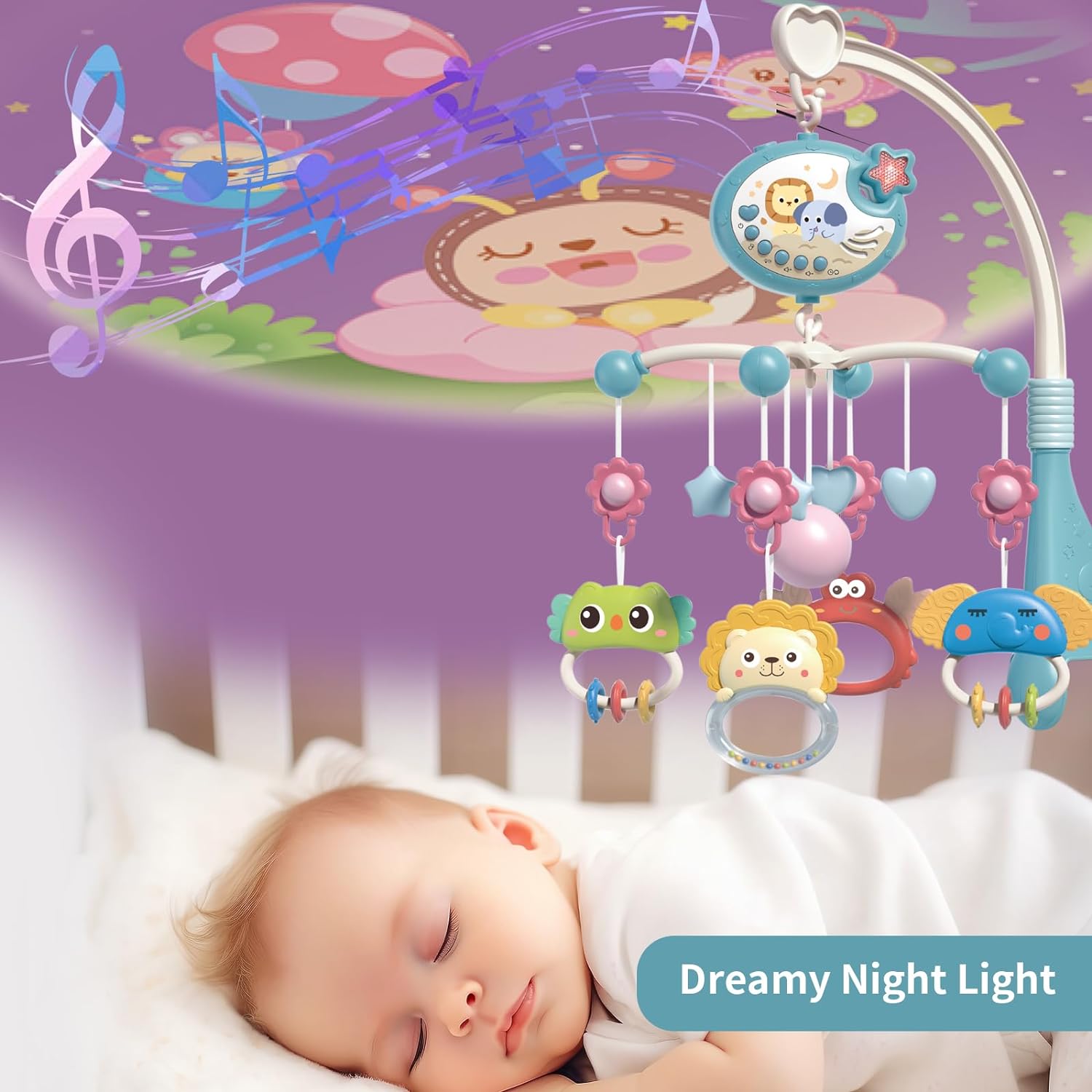 Baby Music Crib/Cot Mobile with Projector And Remote