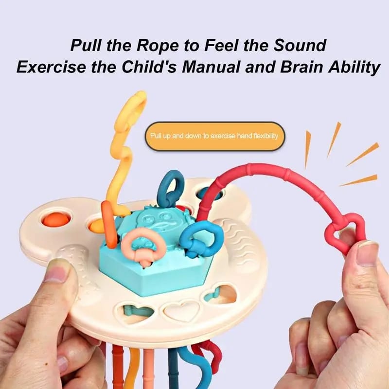 Baby Teether Pull String Sensory Rattle Toy