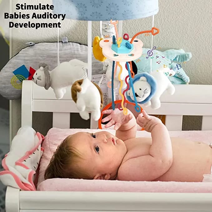 Baby Teether Pull String Sensory Rattle Toy