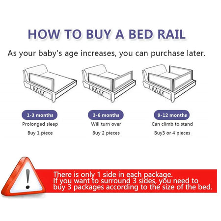 Baby Bed Fence Safety Gate Adjustable Security Children Guardrail 1.8 Meter (6 Feet) Length