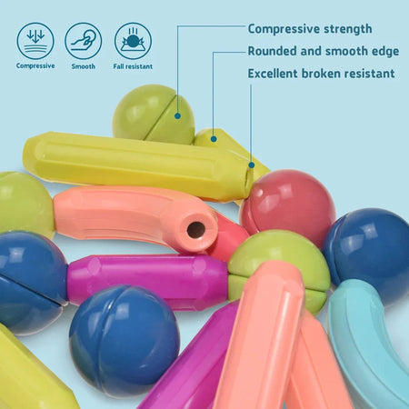 64 PCS Magnetic Building Blocks Set Early Learning Magnetic Sticks Balls Assembling Game