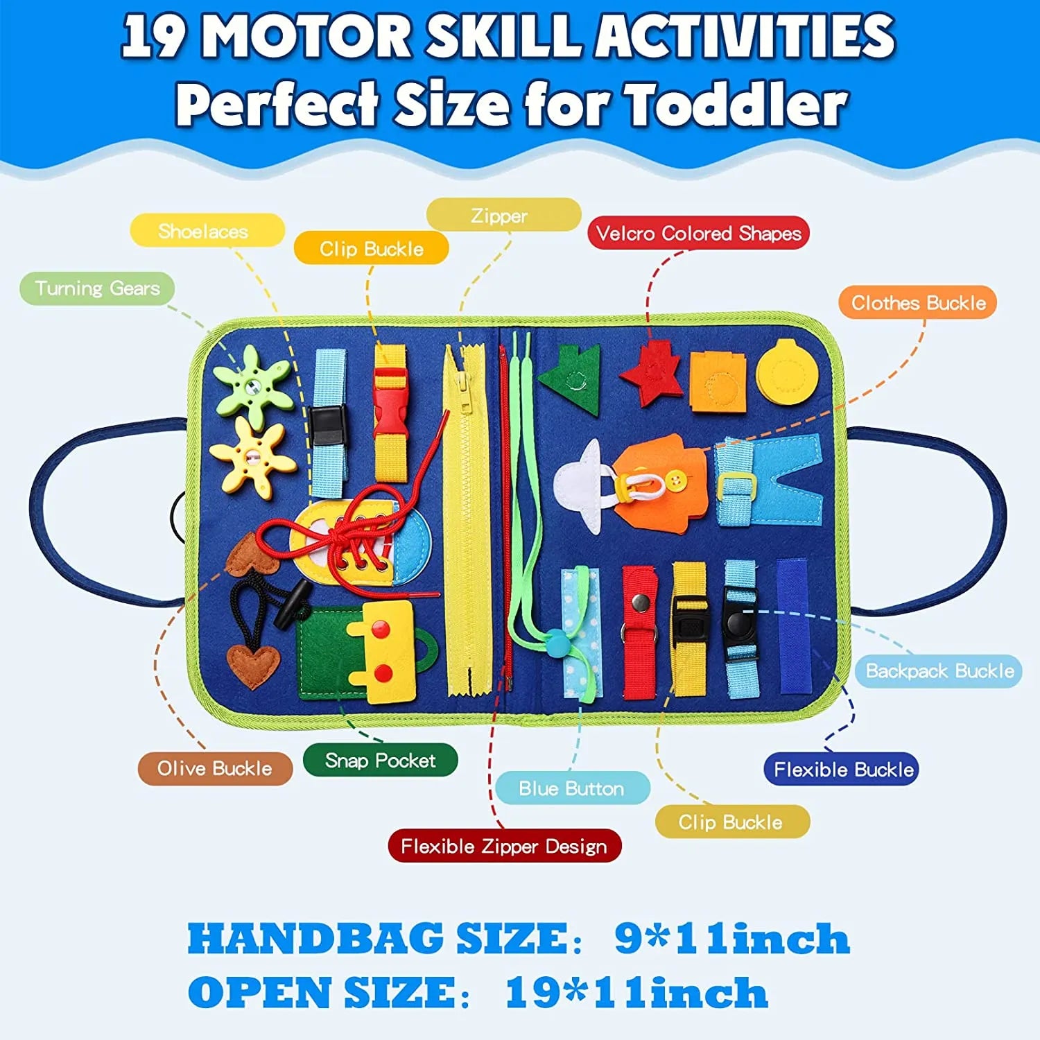 Busy Sensory Activity Developing Book for Motor Skills Learning Book for Toddlers 4 pages