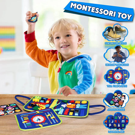 Busy Sensory Activity Developing Book for Motor Skills Learning Book for Toddlers 4 pages
