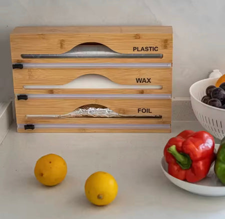 wall mounted bamboo foil cling film cutter image 2