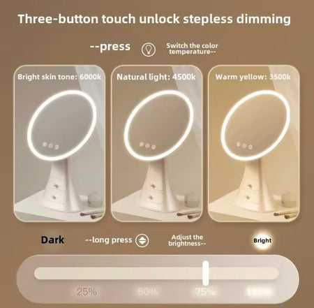 smart touch makeup mirror with drawer image 3