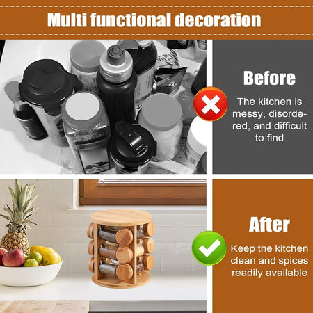 360° rotating wooden spice jar organizer image 5
