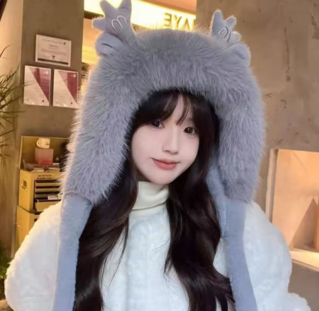 soft fluffy bunny ears winter cap image 6