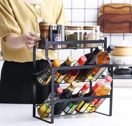 3-tier stackable kitchen spice storage rack image 5