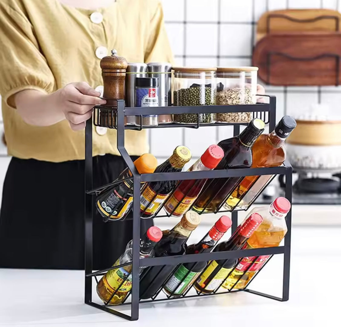 3-tier stackable kitchen spice storage rack image 5