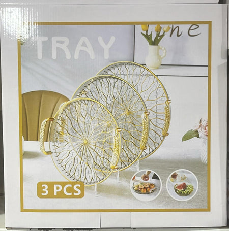 elegant 3 piece serving tray set image 3
