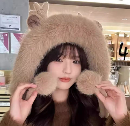 soft fluffy bunny ears winter cap image 3