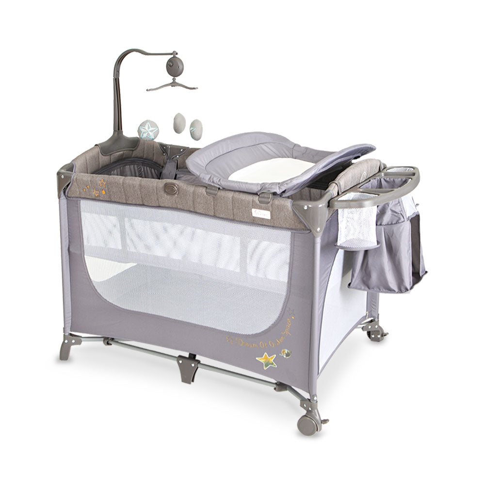 Tinnies Drop Side Playpen – Grey - T302 - 022