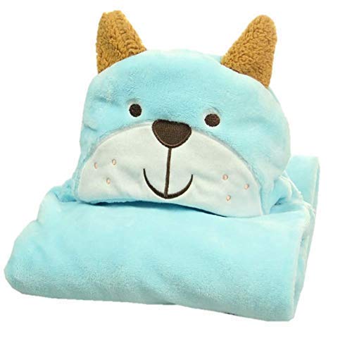 Cartoon Character Baby Hooded Towel Blanket - AQUA GREEN FOX