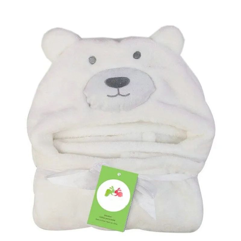Cartoon Character Baby Hooded Towel Blanket White Bear