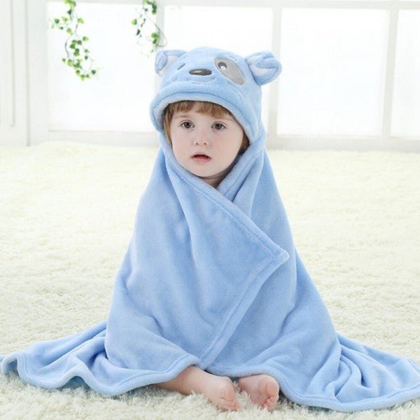 Cartoon Character Baby Hooded Towel Blanket Blue