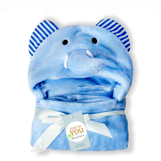 Cartoon Character Baby Hooded Towel Blanket Blue Elephant
