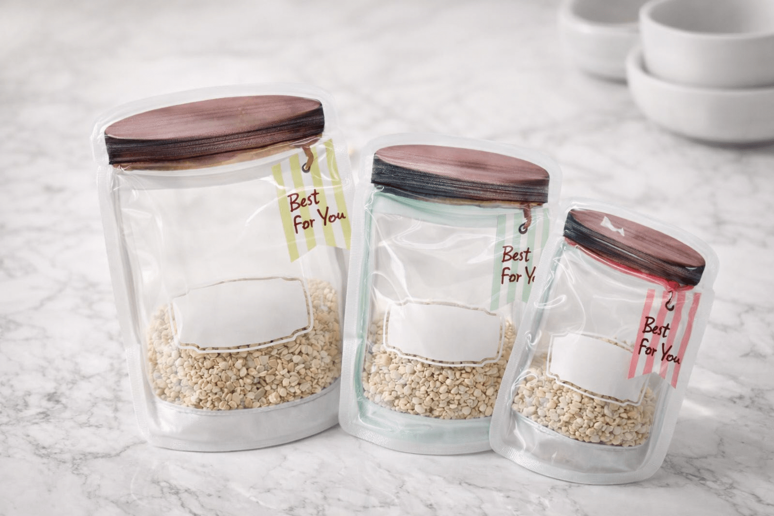 Reusable Mason Jar Storage Bags – Zip lock Snack Bags for Food Storage (Set of 3) image 2