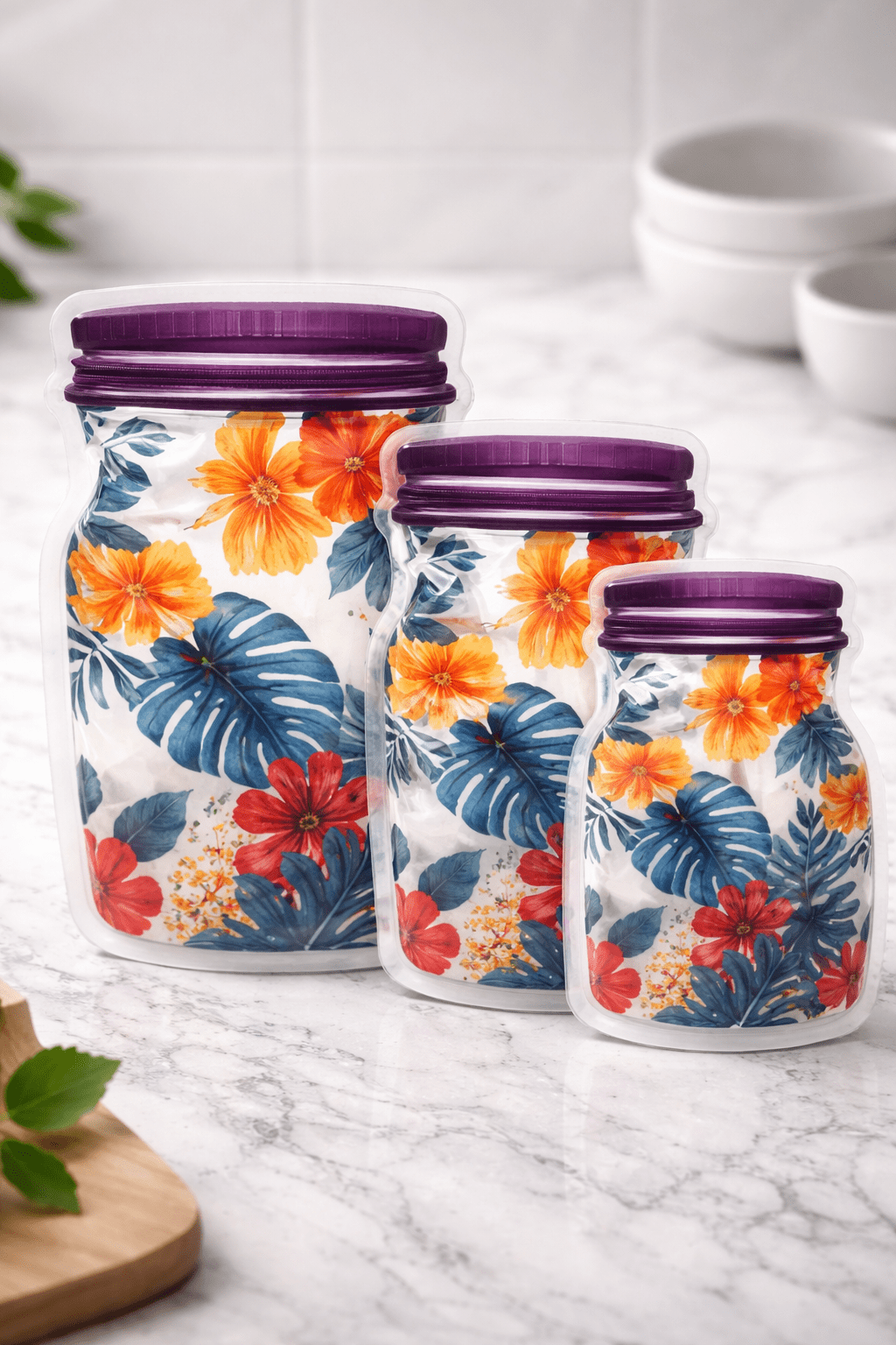 Reusable Mason Jar Storage Bags – Zip lock Snack Bags for Food Storage (Set of 3) image 3