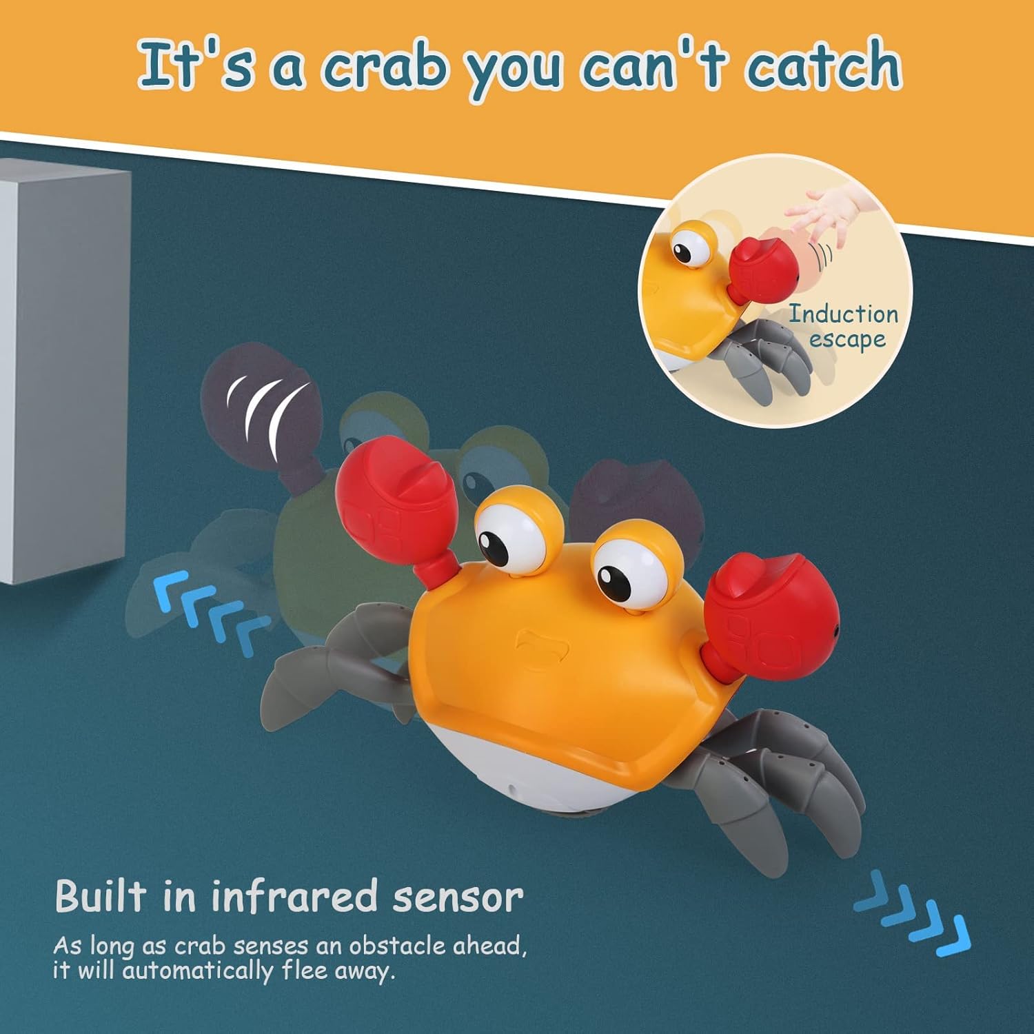 Crawling Musical Crab Fun Interactive Sensory Toy