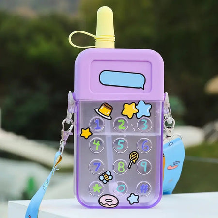 Cute Water Bottles with Straws Mobile Phone Travel Cup