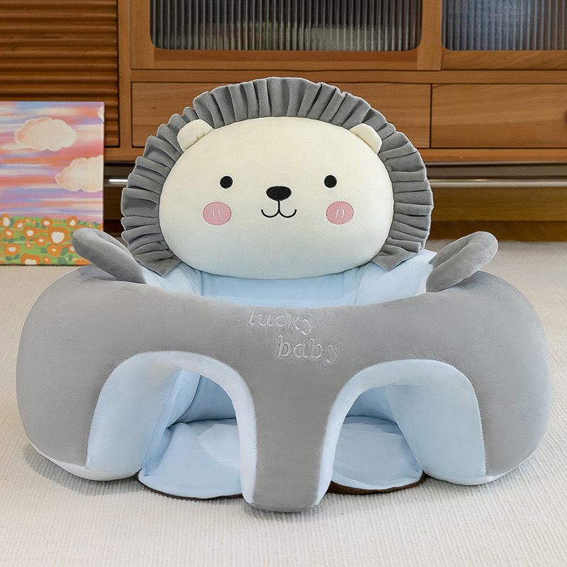 Cute Cartoon Animal Shaped Baby Support Learn to Sit Grey Lion