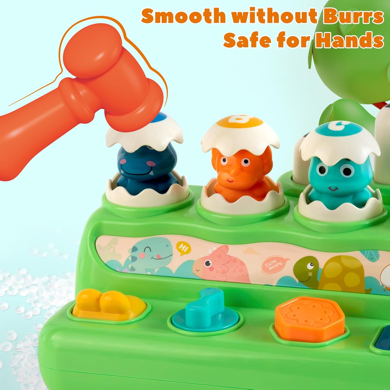 Cute Dinosaur Alphabet Pop Up Buttons With Hammer for Toddlers