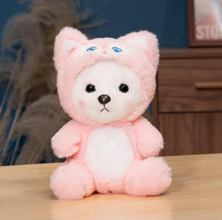 Cute Pink Bear Doll Detachable Hat Plush Toy