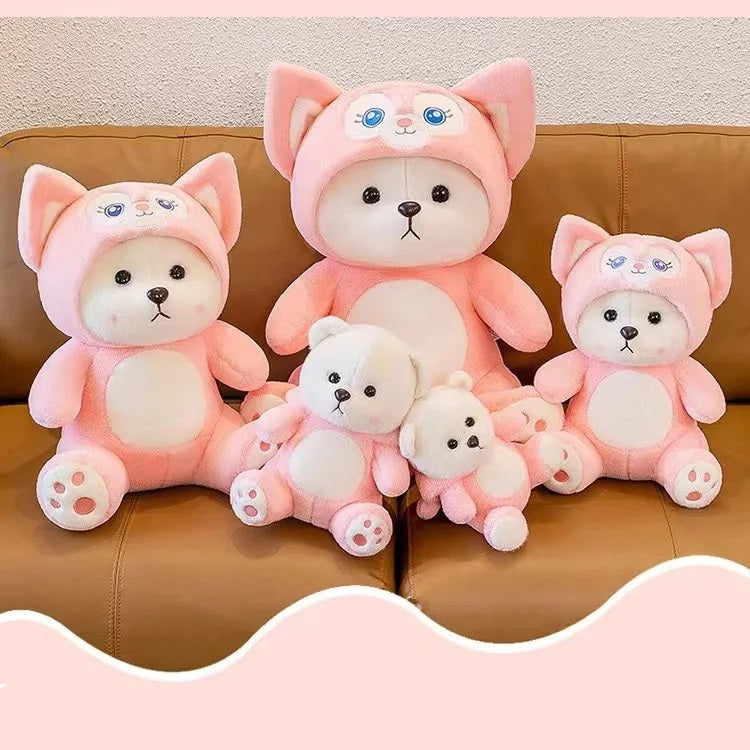 Cute Pink Bear Doll Detachable Hat Plush Toy