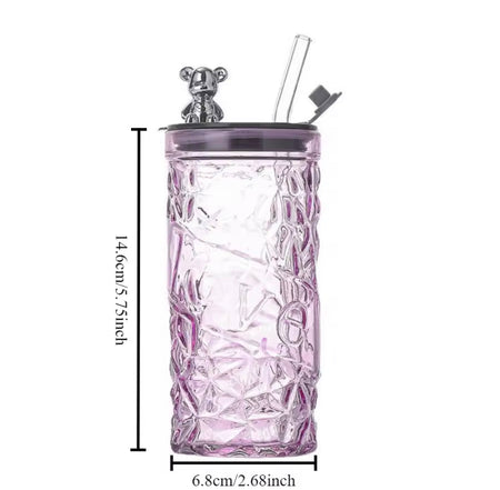 luxury bear cap transparent glass water cup image 7