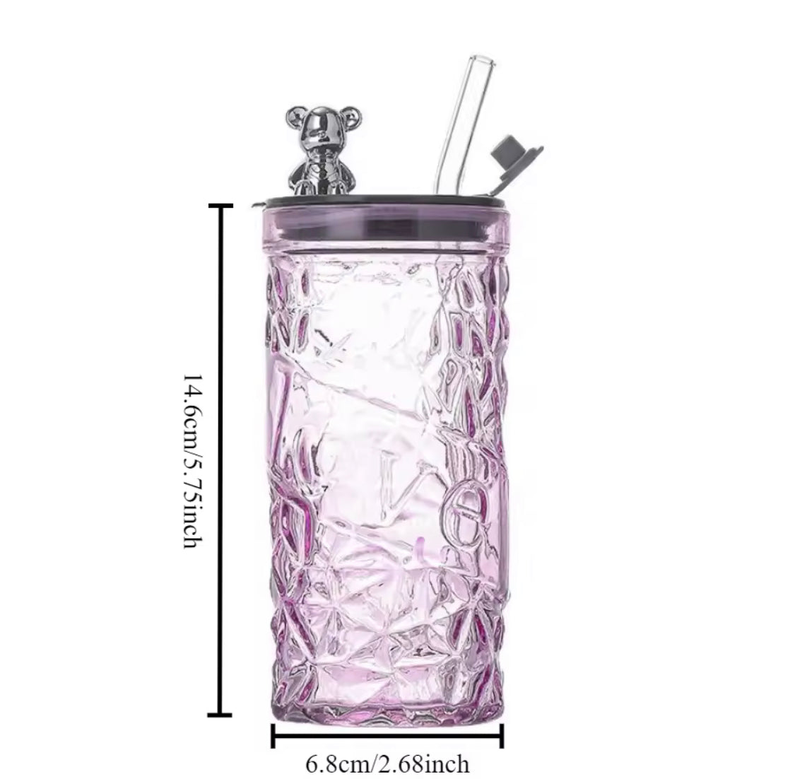 luxury bear cap transparent glass water cup image 7