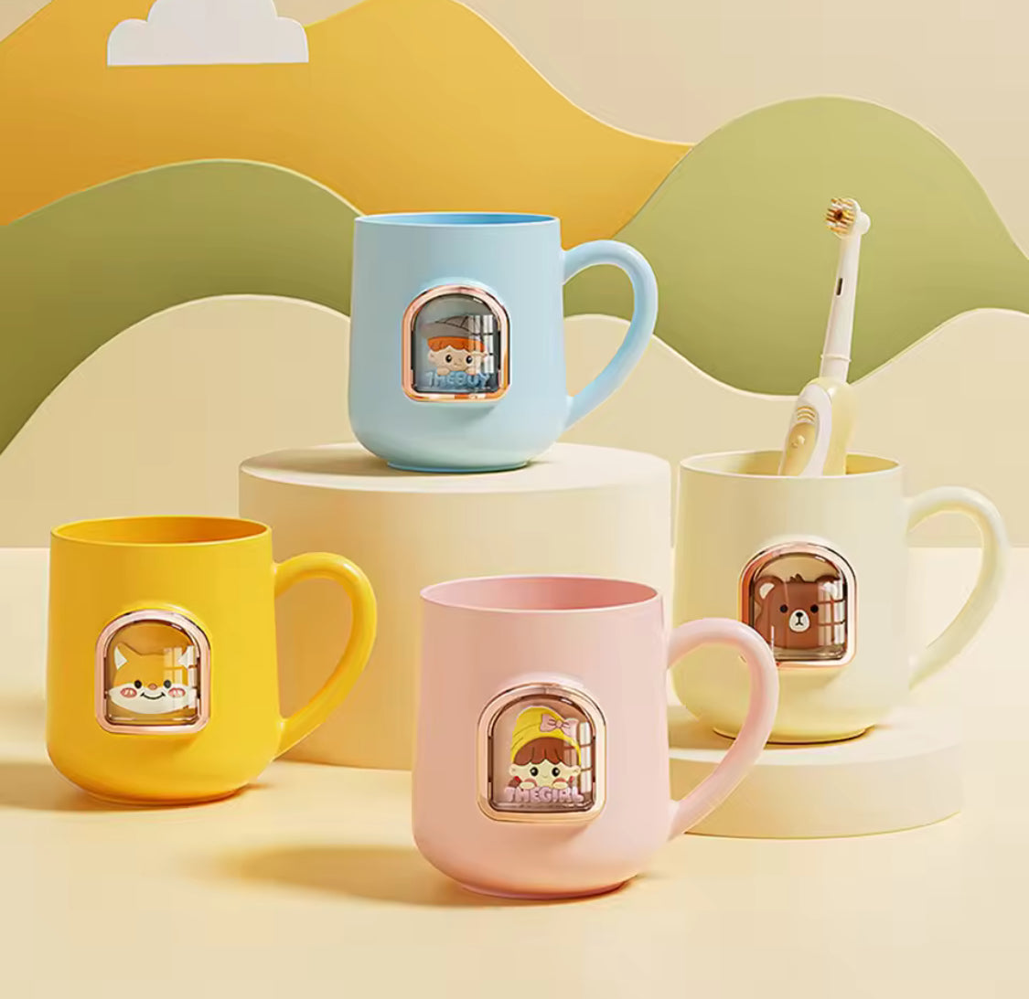 set of 2 portable children toothbrush cup main image