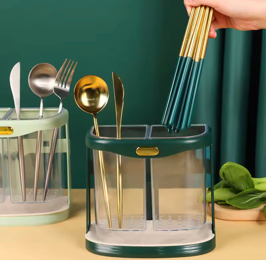 Wall Mounted Chopsticks Holder With Drain Tray - image 4