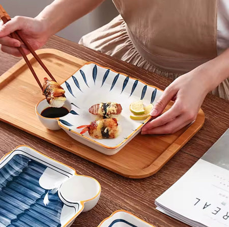 ceramic plate with sauce compartment image 2
